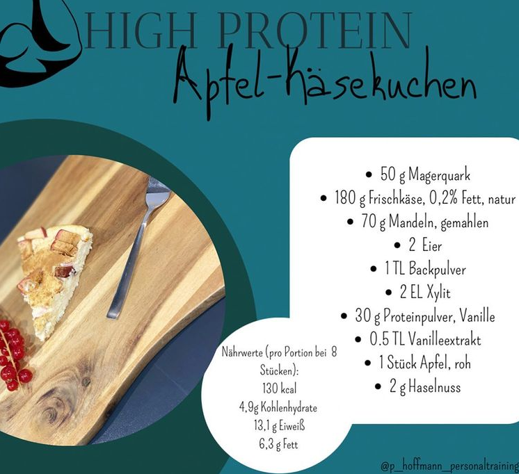 Leichter Apfel-Käsekuchen mit nur 130 Kalorien pro Stück!